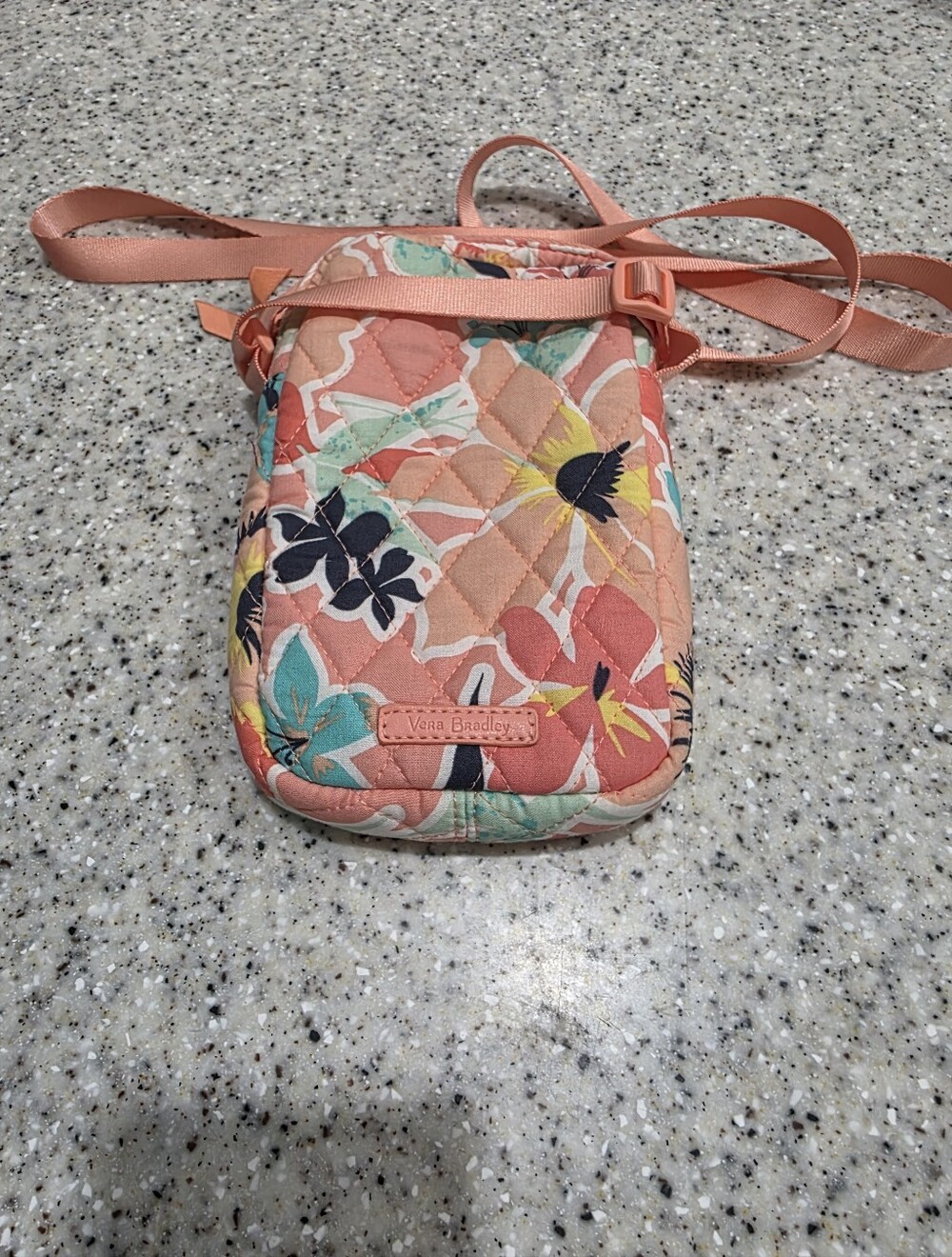 Vera Bradley Coral Floral Quilted Crossbody Phone Pouch